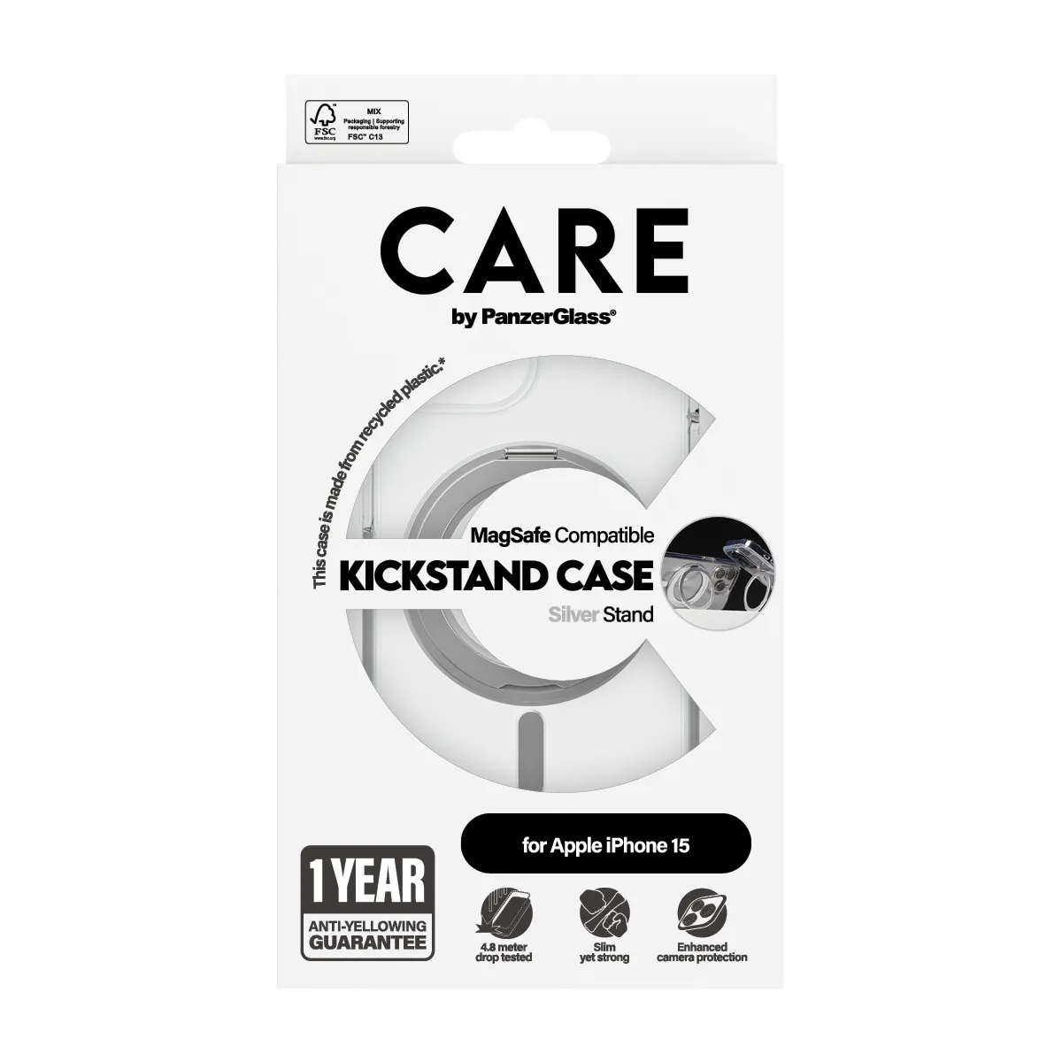 PanzerGlass CARE™ by PanzerGlass® Case Transparent w. Silver Kickstand & MagSafe iPhone 15 1413 Thumbnail 4