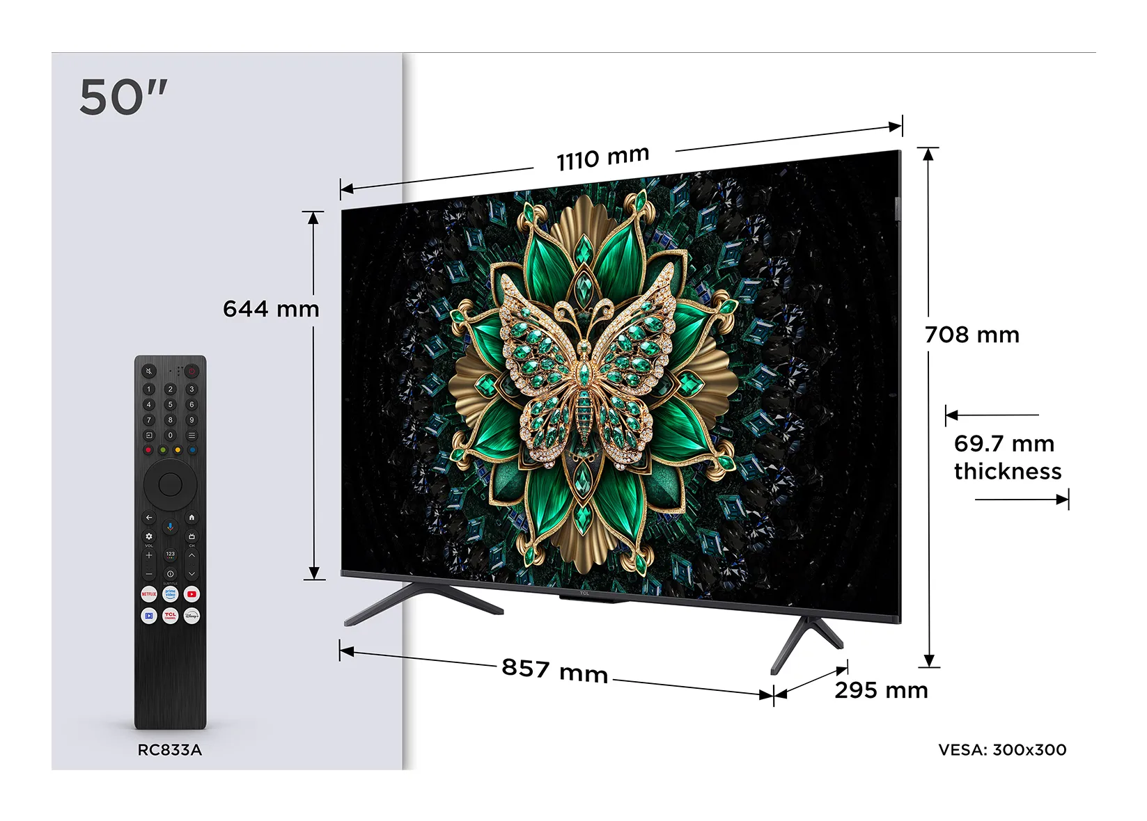 TCL 50C69K 50 inç 4K Ultra HD TV Televizyon (TV)