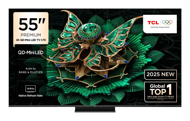 TCL 55" 4K 144Hz QD-MiniLed Google TCL55C7KGTV 55 inç 120Hz 4K Ultra HD TV Televizyon (TV)
