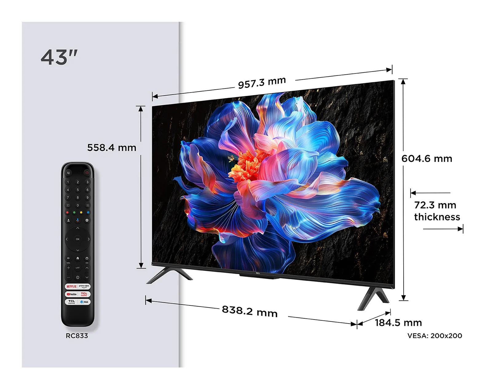 TCL 43P6K 43 inç 4K Ultra HD TV Televizyon (TV)
