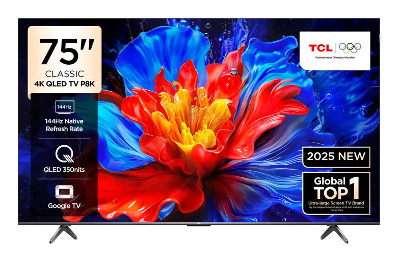 TCL 75'' P8K 4K UHD Google TCL75P8KGTV 75 inç 144Hz 4K Ultra HD QLED TV Televizyon (TV)