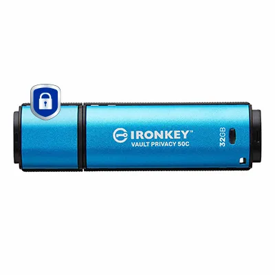 Kingston Technology IronKey Vault Privacy 50 IKVP50C/32GB 32 GB Type-C USB 3.2 250 MB/s Flash Bellek USB Bellek
