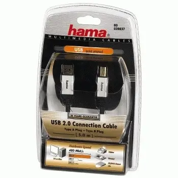 Hama USB Connecting Cable, A-Plug - B-Plug, 5 m 00039837 USB A to USB B Thumbnail 1