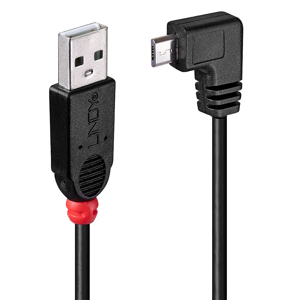 Lindy 2m USB 2.0 Cable - Type A to Micro-B Cable, 90 Degree Right Angle 31977 USB Cihaz