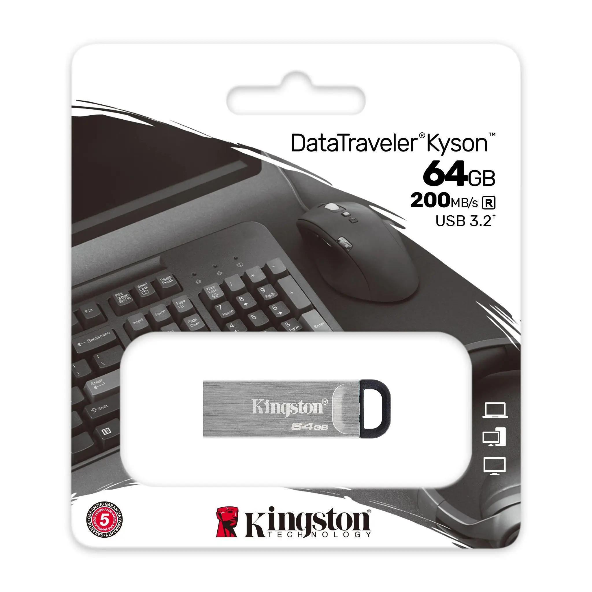 Kingston Technology Kyson 64 GB DTKN/64GBBK USB 3.2 200 MB/s Flash Bellek Thumbnail 2