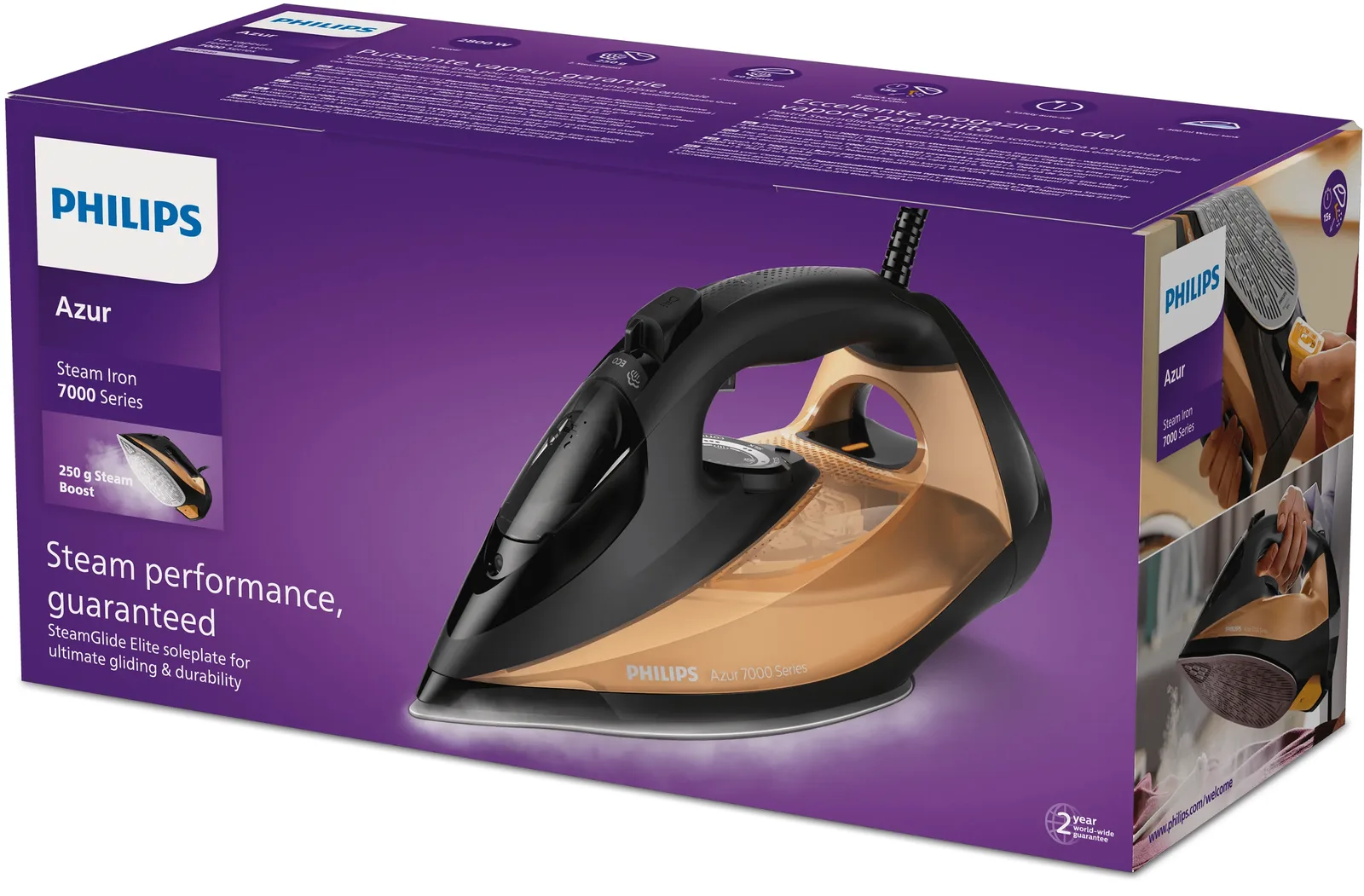 Philips 7000 Serisi DST7040/80 HV Buharlı Ütü Siyah/Altın Rengi Thumbnail 3