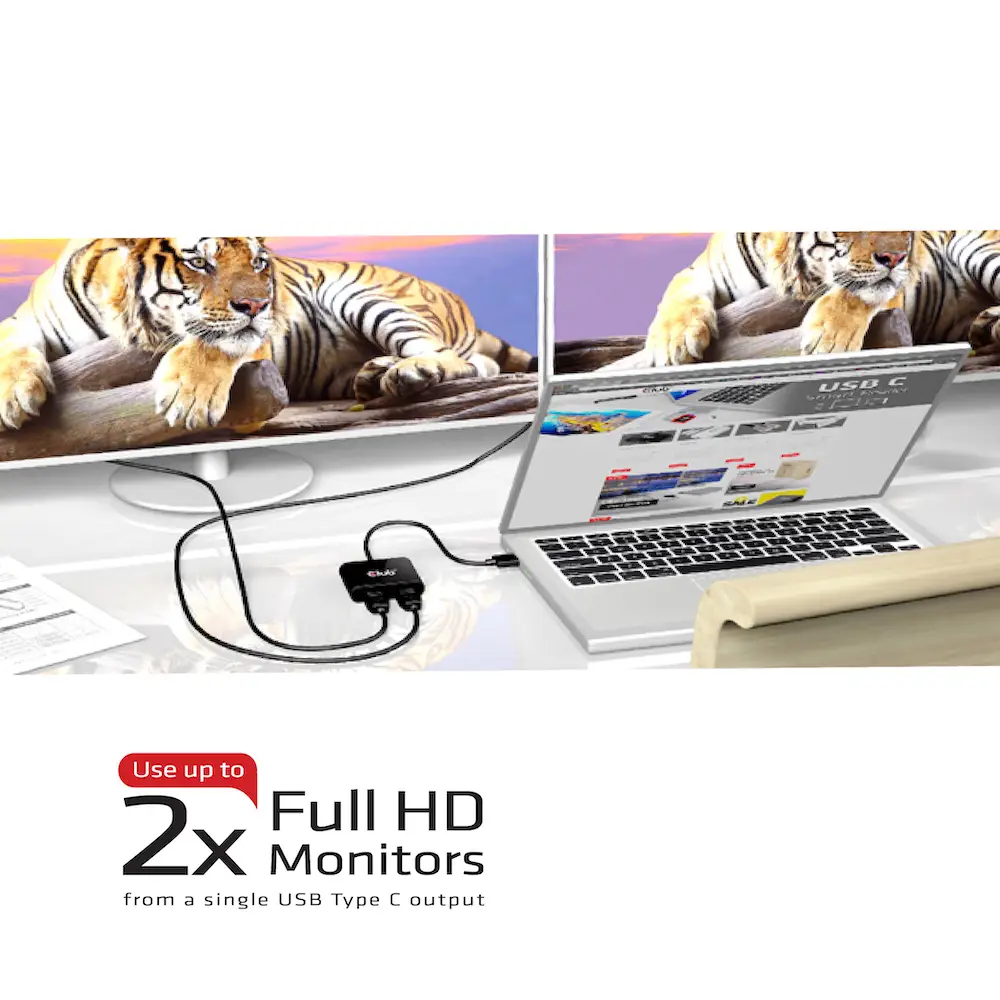 CLUB3D MST Hub USB3.1 (Gen1) Type C to DisplayPort™ 1.2 Dual Monitor CSV-1545 Thumbnail 2