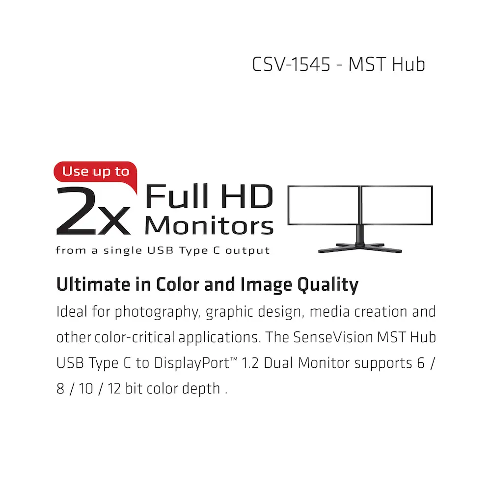 CLUB3D MST Hub USB3.1 (Gen1) Type C to DisplayPort™ 1.2 Dual Monitor CSV-1545 Thumbnail 4