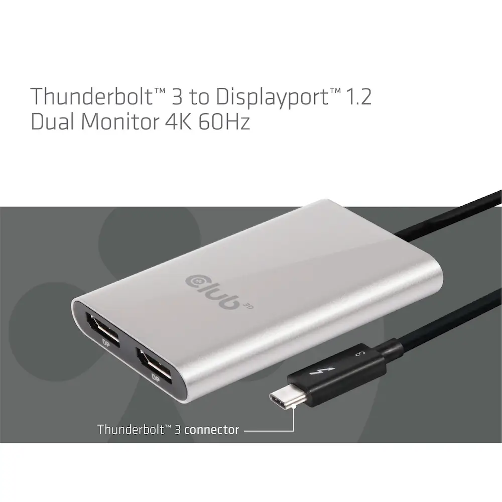 CLUB3D Thunderbolt™ 3 to Displayport™ 1.2 Dual Monitor 4K 60Hz CSV-1577 Thumbnail 4