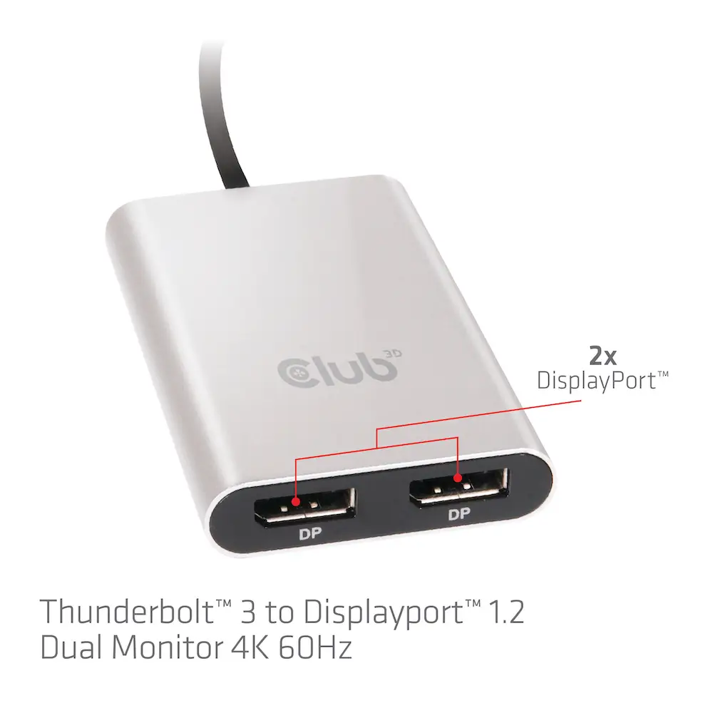 CLUB3D Thunderbolt™ 3 to Displayport™ 1.2 Dual Monitor 4K 60Hz CSV-1577 Thumbnail 5
