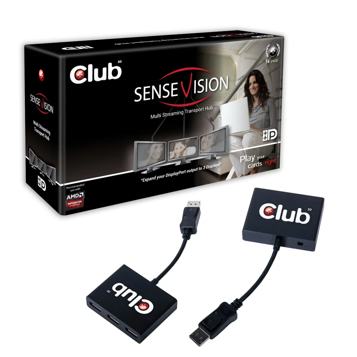 CLUB3D SenseVision MST Hub DisplayPort™ 1.2 Tripple Monitor CSV-5300 Video Dallandırıcı