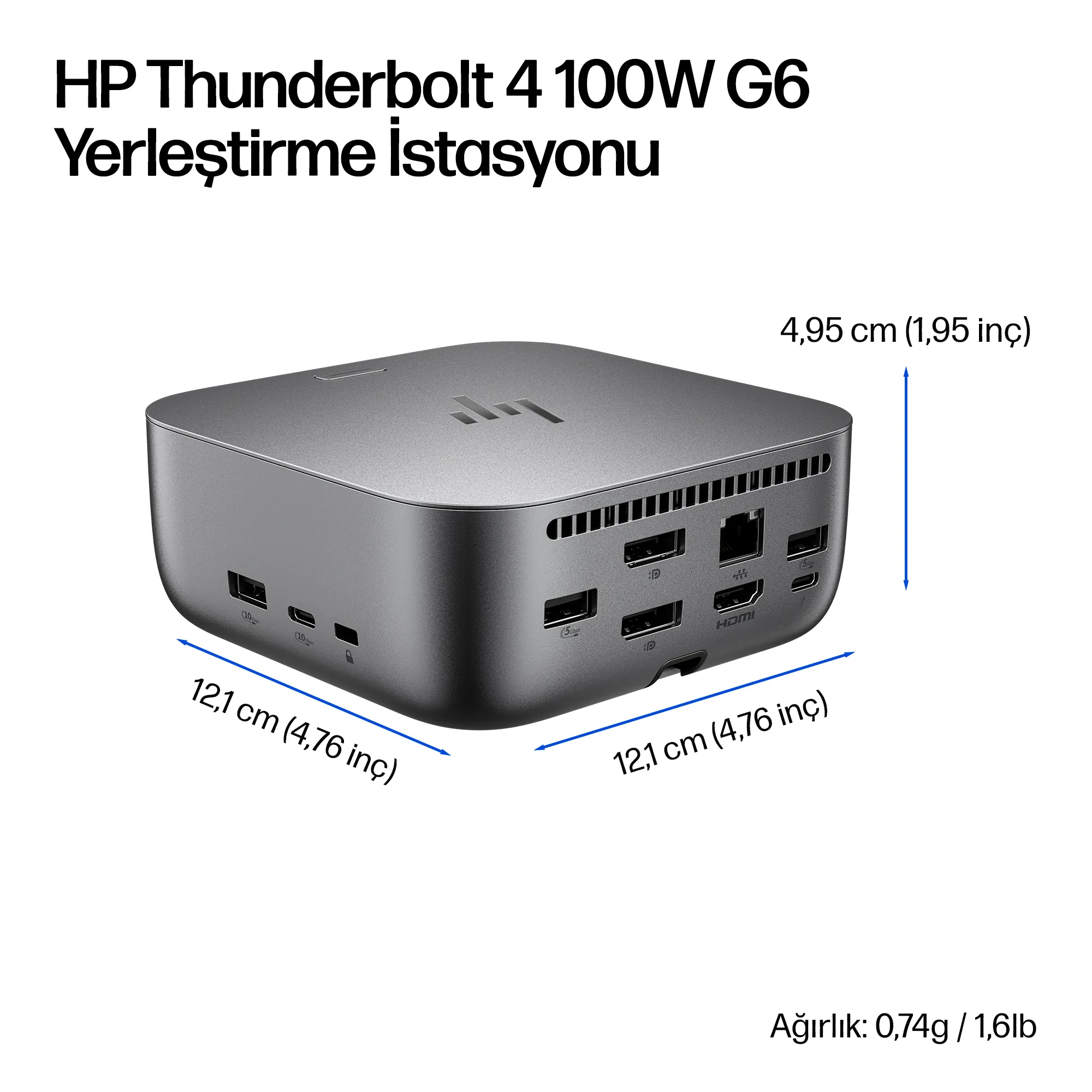 HP Thunderbolt 4 100 W G6 Yerleştirme İstasyonu 9X472UT#ABA Thumbnail 5