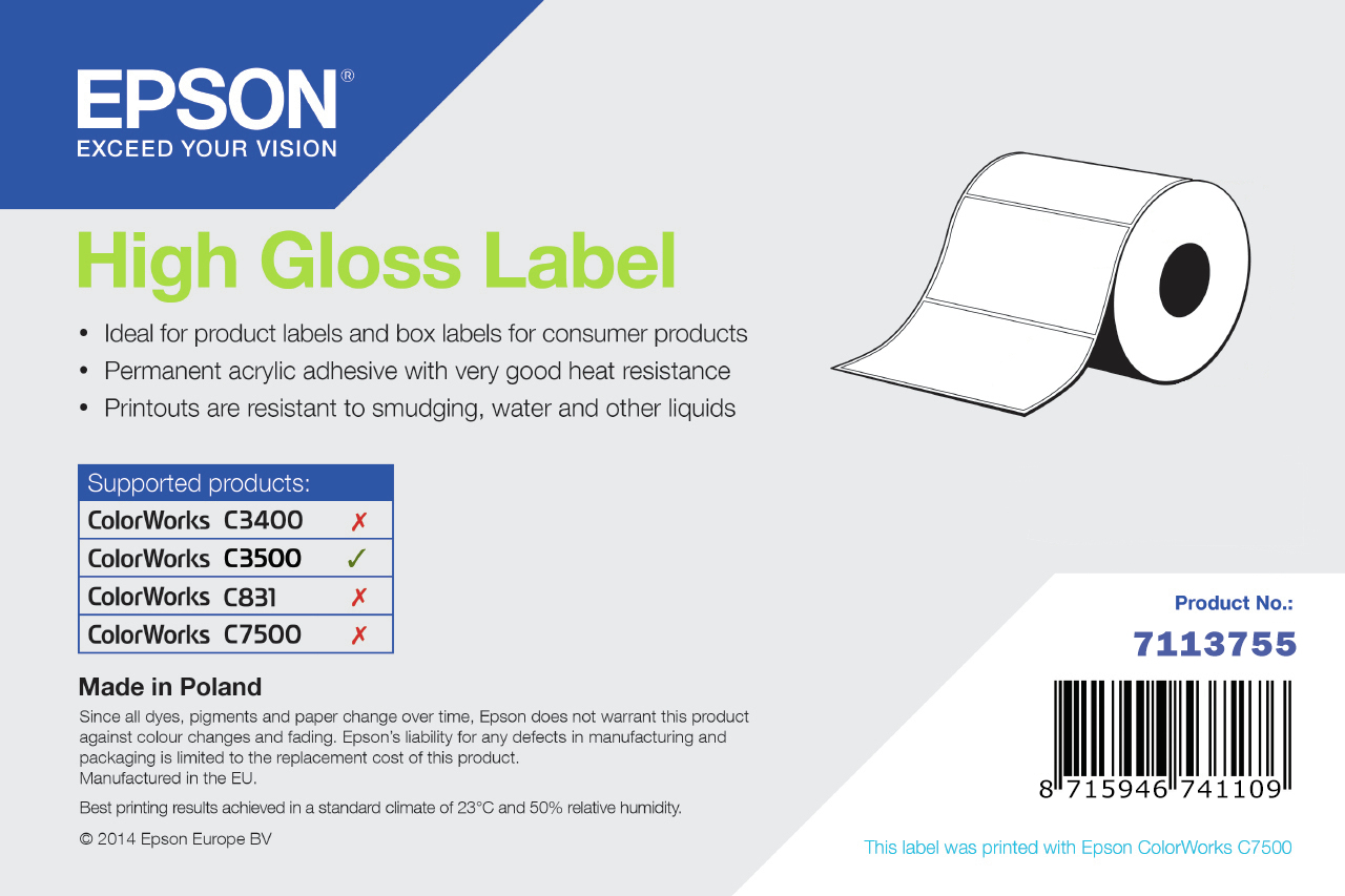 Epson High Gloss Label 7113755 Yazıcı Bandrolleri
